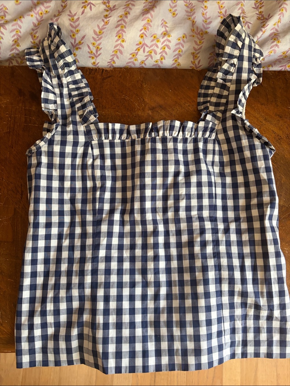 J Crew blue and white gingham sleevless top